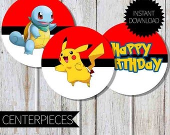 Pokemon GO Birthday Party PRINTABLE Centerpieces- Instant Download | Pokemon Go Pokémon| Cake Topper