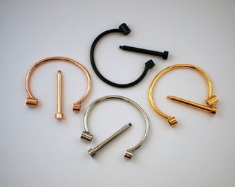 Screw Cuff Bracelet, Gold, Silver, Rose Gold, Black Shackle Bracelet, Men's Bracelet, Women's Bracelet