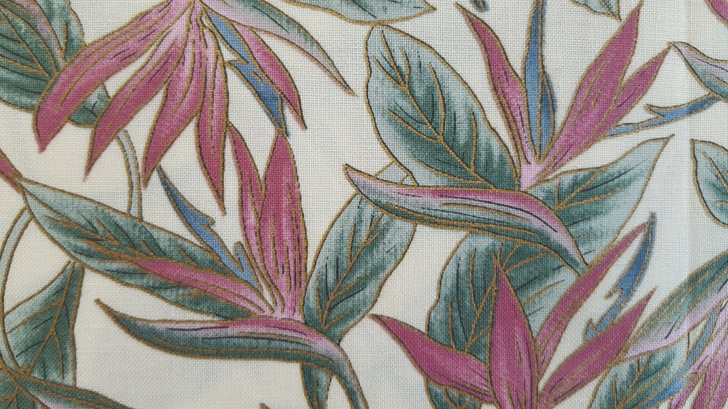 Bird of Paradise Fabric by Hoffman Fabrics Metallic Gold