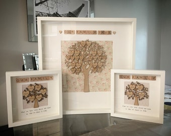 FAMILY TREE FRAMES - personalised handmade scrabble frames for all occasions - Perfect Valentines or Birthday Gift