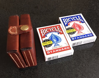 Leather Playing Cards Travel Case/Leather Deck Box/Leather Card Holder/Leather Card Case