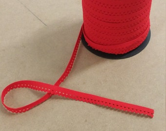 Red scallop elastic trim - stretch 1/2" elastic
