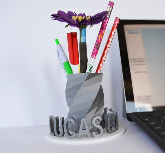 Items similar to Personalized 3d text name plate, pen holder, 3d