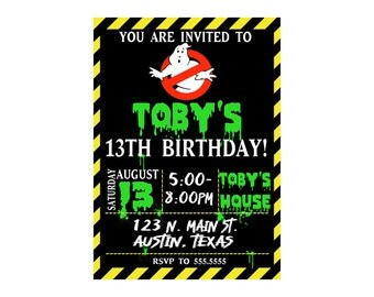 Digital Ghostbusters Birthday Invitation, Ghostbusters Birthday Invite, Ghostbusters Party Invite, Childs Invitation - Printable Invitations