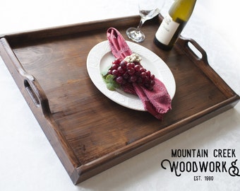 Wooden Serving Tray, Serving Tray, Dinner Tray, Wooden Dining Tray, Serving Platter, Wooden Dinner Platter, Handmade Serving Tray, 23" x 16"
