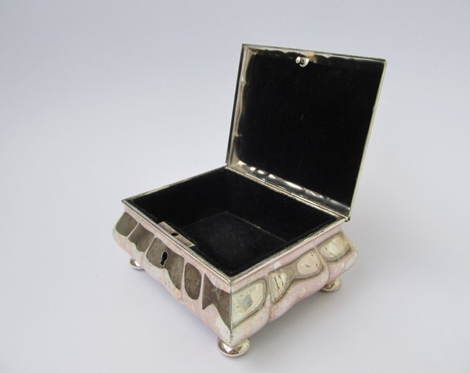 WMF jewellery box, vintage trinket box, silver coloured dressing table box, art nouveau / arts and crafts small desktop casket