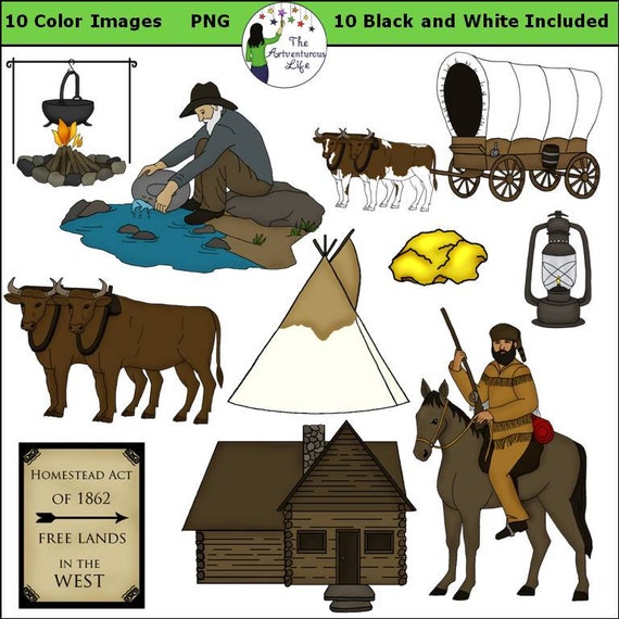 Oregon Trail and Gold Rush Clip Art