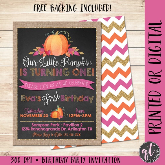 Our Little Pumpkin Is Turning One Invitations 9