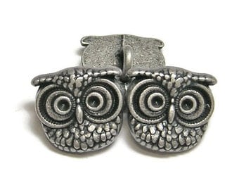 Owl Buttons - Silver Buttons - Metal Button - Metal Shank Buttons - 15mm - 2 or 4pcs (4850)