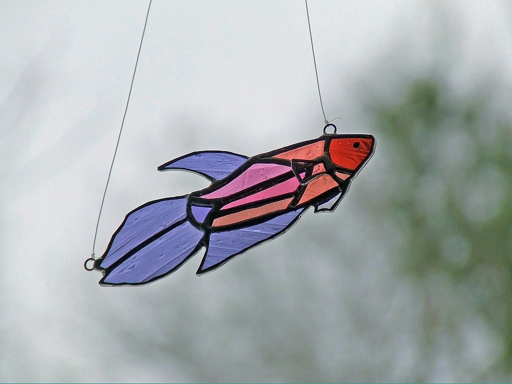 Stained Glass Betta Fish Suncatcher Aquarium Enthusiast Gift