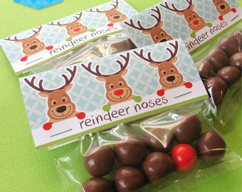 Items similar to Reindeer Noses DIY Printable Treat Bag Topper (pdf ...