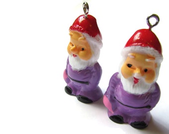 2 Laveder Purple Charms Miniature Garden Gnome Charms 34mm Resin Charms Pendants Santa Claus Cute Charms Kitsch Charms Jewelry Making