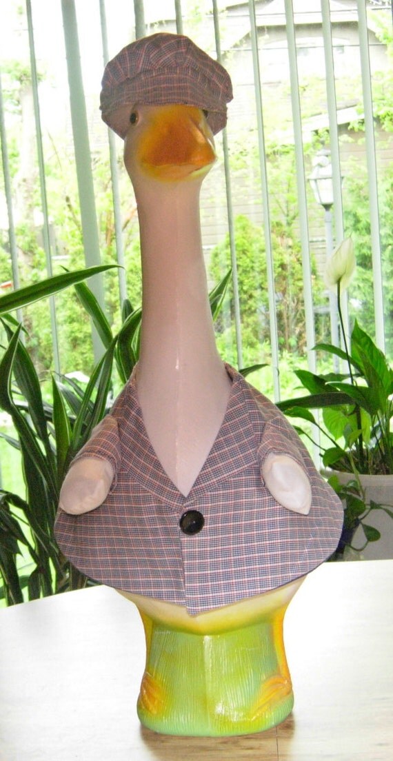 Items similar to Plaid outfit for boy geese or large 24" concrete goose
