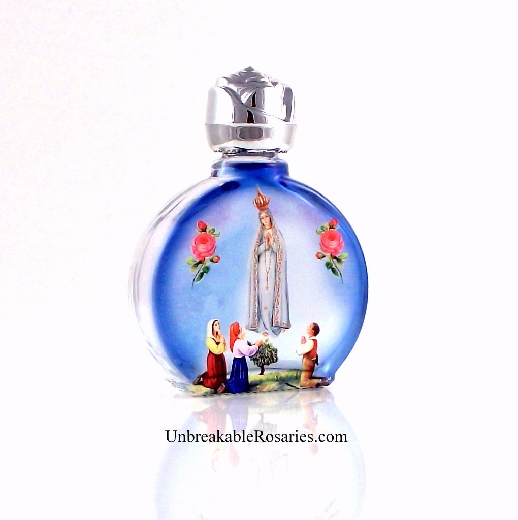 Virgin Mary of Fatima Stained Glass Holy Water Bottle With