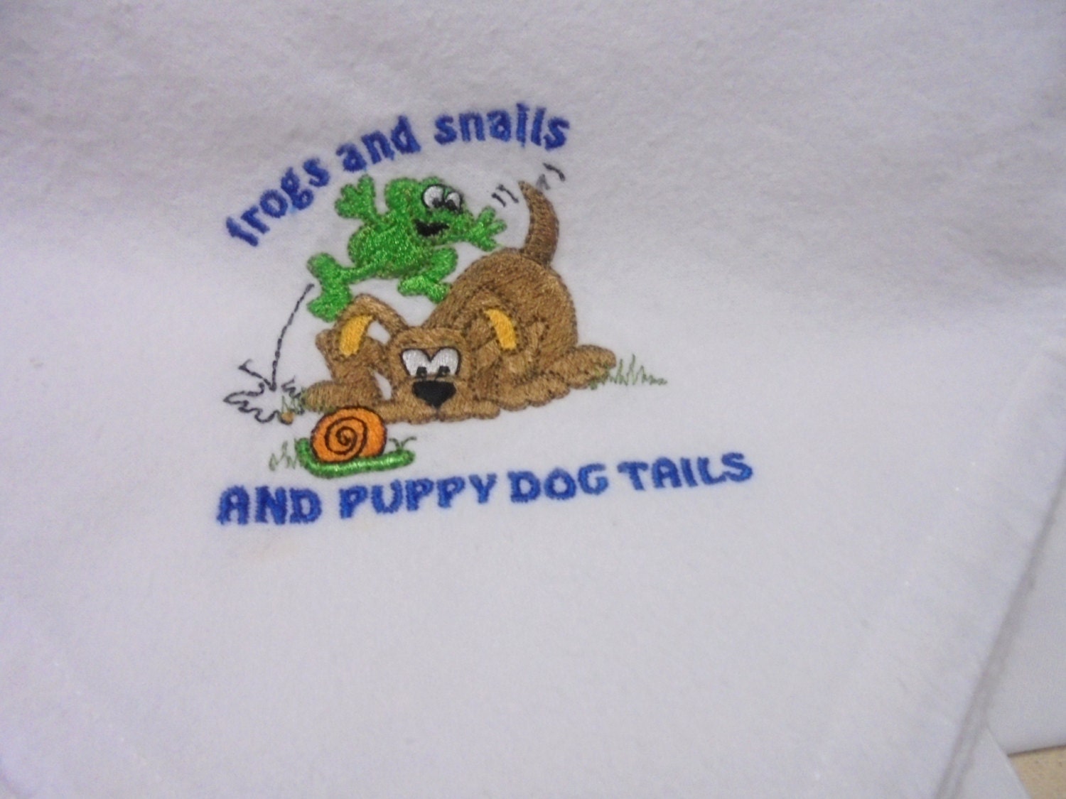 FROGS SNAILS PUPPY Dog Tails Monogrammed Burp Pad with