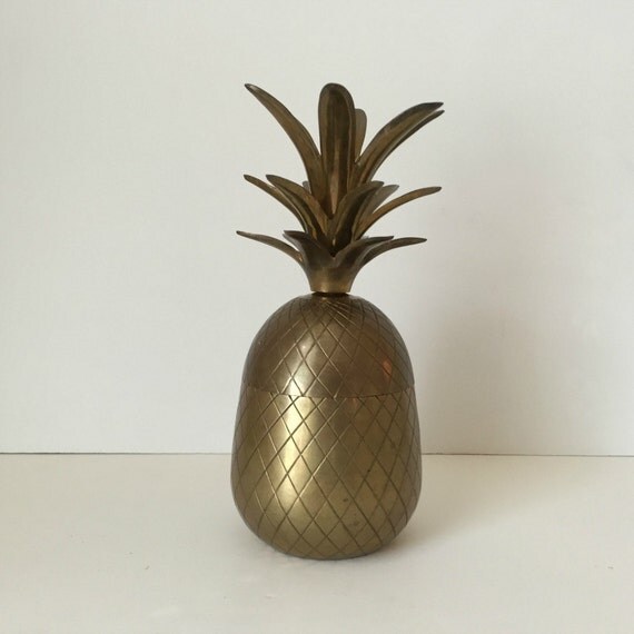 Vintage 9 brass pineapple container