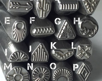 Native American, large steel stamps, native tribe designs,Native designs, Native silver, tribal designs, Southwest stamps, 3/8 tool shank