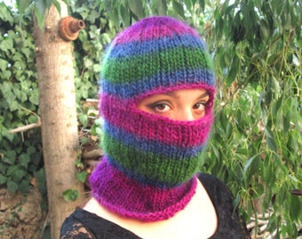 Balaclava mountain hat women balaclava cagoule wool snowboarding hat snow warm beanie knit cap bulky hood helmet hiking bike motorcycling