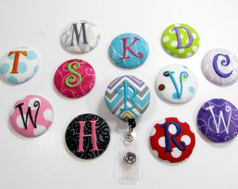 Monogram Badge Reel Retractable Badge Reel Badge Holder, Nurse ID Badge Reel Holder, Doctor ID Badge, Reel Holder Teacher Gift One Letter