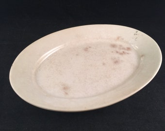 Vintage Antique Well Loved with Browning and Crazing Ironstone Platter