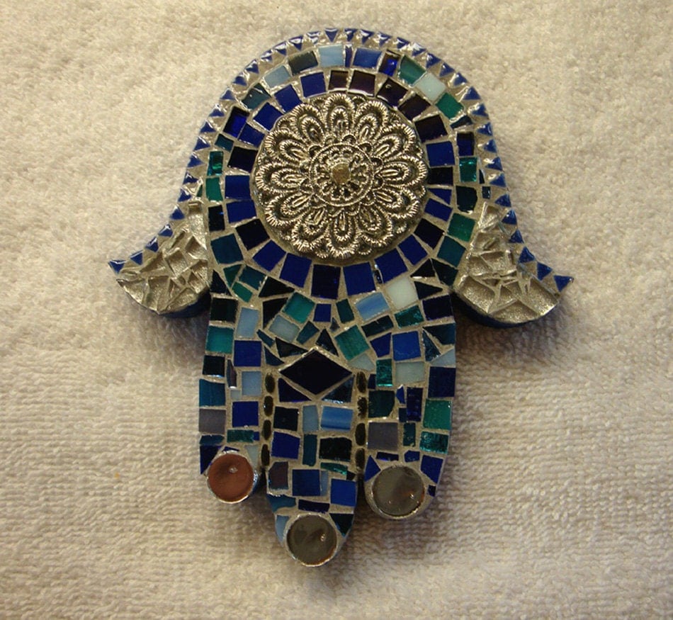 Mosaic Hamsa Celebrating the Blues