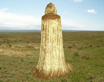 Cloak - Hooded Gold Velvet - Wedding - Renaissance Festival - Costume - Christmas