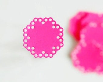 Bright Hot Pink Sweet 16 Party Doily Envelope Seals | Paper Doily Stickers | Hot Pink Doily Embellishments