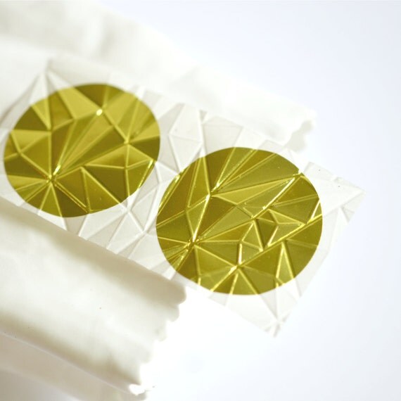 Round 1.5in Yellow Gold Seals Gem Embossed Envelope Seals