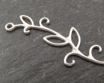 Sterling Silver Leaf Connector 32mm (CG7661)