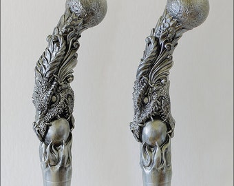 Dragon Beer Tap Handle, kegerator tap handle, Silver metallic finish