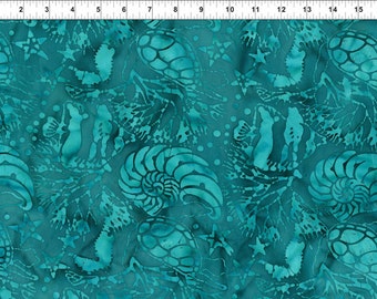 Floragraphix Batik Teal Jason Yenter Fabric 1 yard
