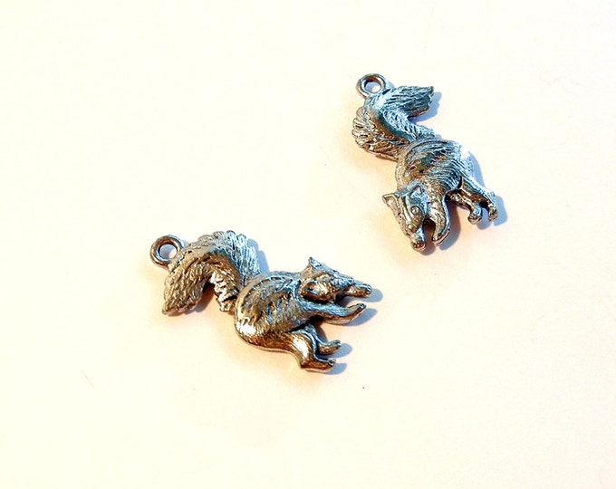 Pair of Pewter Squirrel Chipmunk Charms