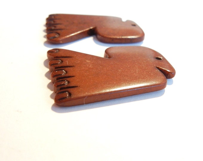 Pair of Brown Feet of Tagua Nut Charms