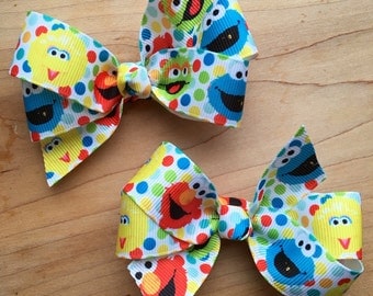 Sesame Street Hair Bow - Elmo, Cookie Monster, Big Bird, Party Favor, Sesame Street Birthday, Elmo Party, Sesame Street Party,