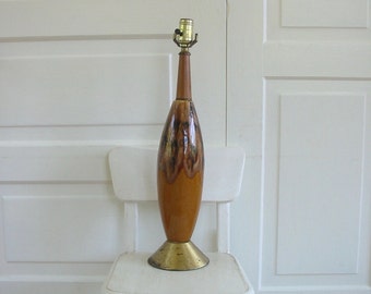 Vintage Drip Glaze Lamp, Mid Century Lamp, Vintage Brown Lamp, Ceramic Lamp