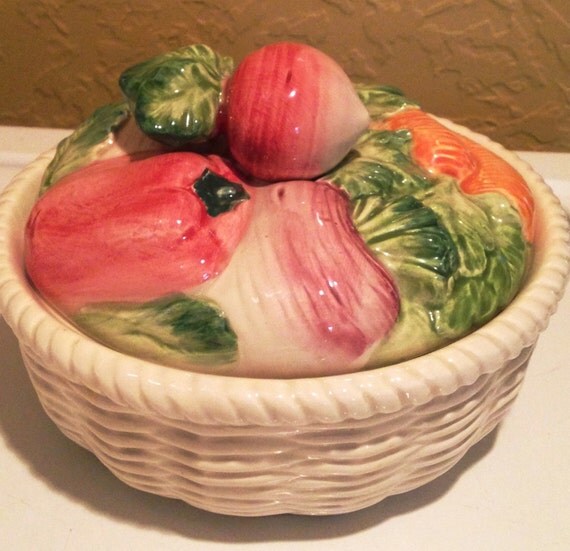 Vintage Fitz & Floyd Vegetable Covered Serving Bowl