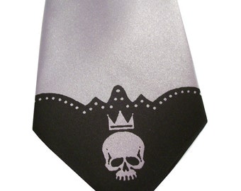 Skull necktie by RokGear mens microfiber tie custom colors available print to order