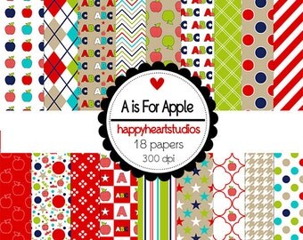 Digital Scrapbook AisForApple-INSTANT DOWNLOAD