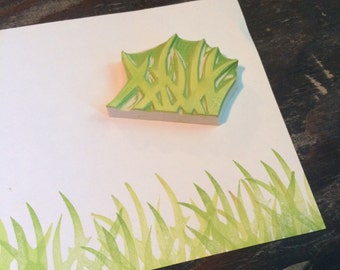 Grass Rubber Stamp Hand Carved