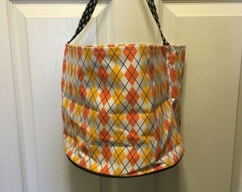 Argyle halloween bucket/tote/basket/bag monogramming included