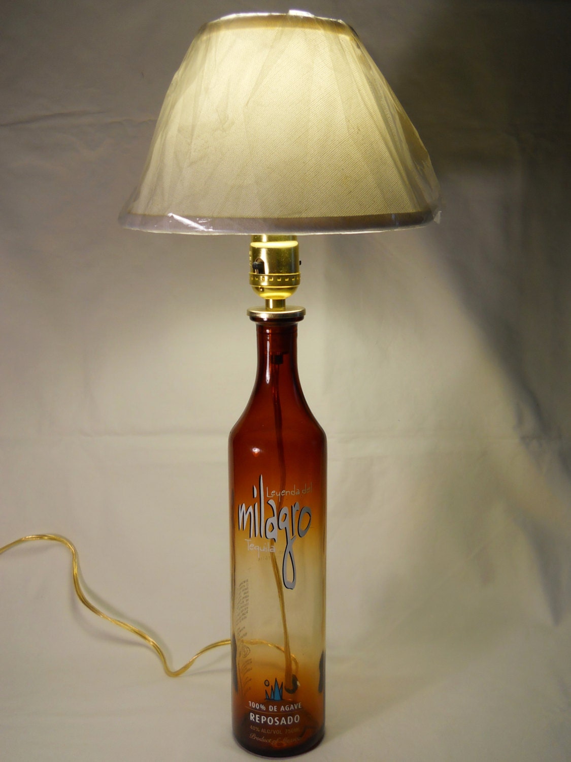 Milagro Tequila Bottle Lamp / Recycled Bottle Lamp / Tall