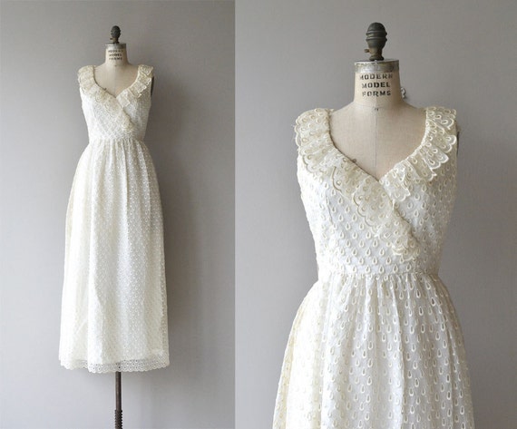 Sinamona eyelet wedding dress vintage 1970s maxi dress