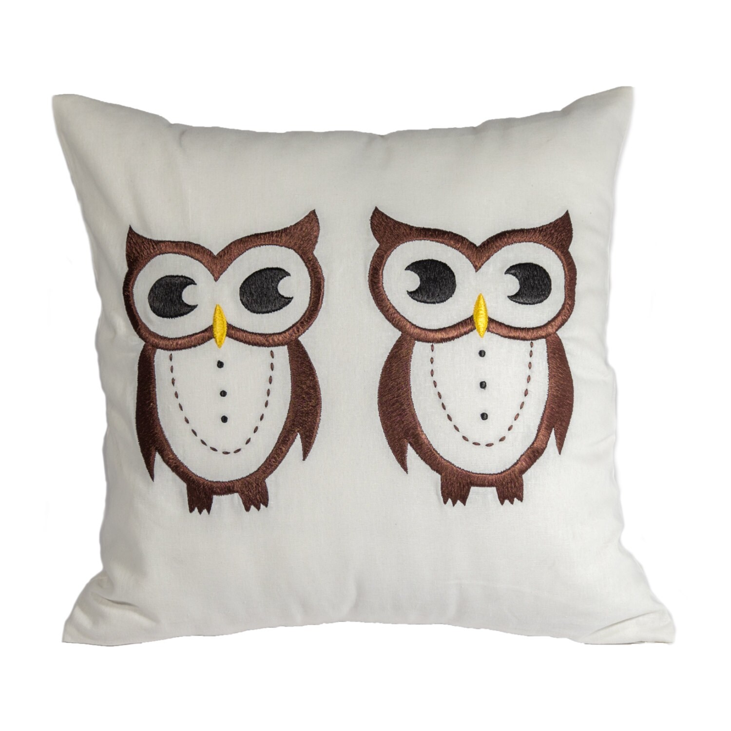 Owls Throw Pillow Cover Decorative Pillow Cover Cream