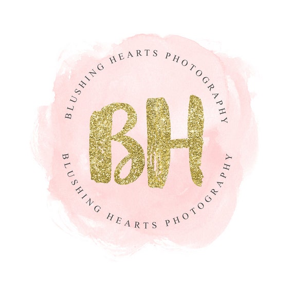 Blush Pink Logo Gold Logo Gold Glitter Logo Watercolor Logo
