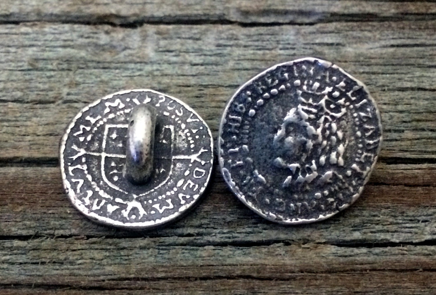 Elizabethan Penny Coin Pewter Buttons Historic Buttons
