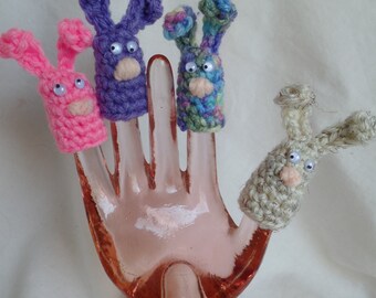 Set of 4 Crochet Bunny Finger Puppets