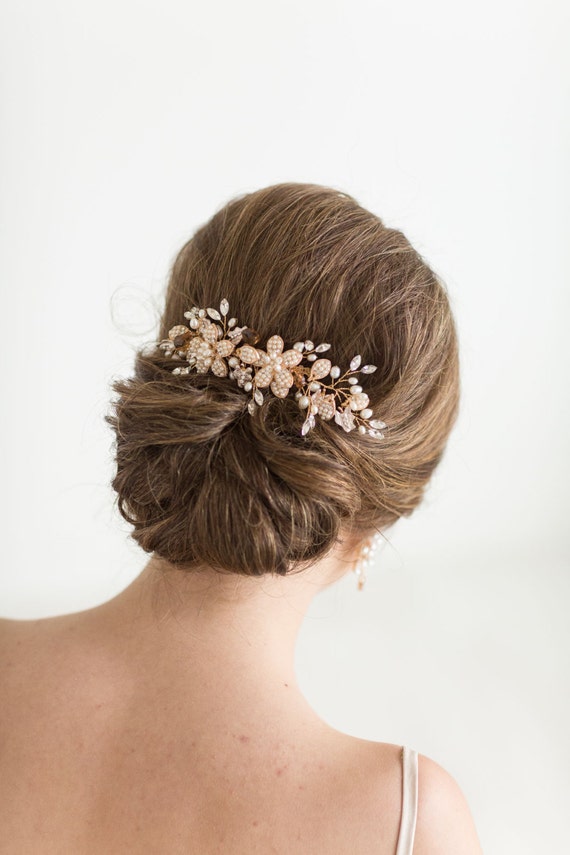 Gold Wedding Hair Comb, Gold Bridal Comb, Gold Wedding Headpiece