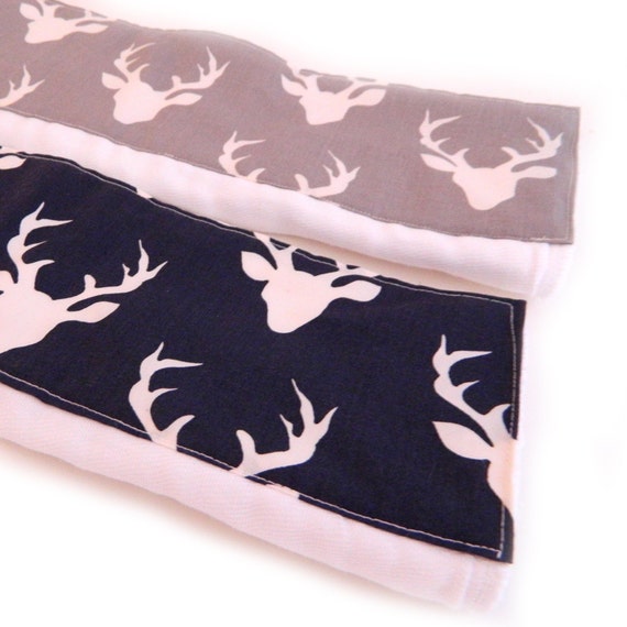 Deer Burp Cloths, Navy Gray Animal Boy Burp Cloth - Diaper Burp Cloth set of 2 // Animal Burp Cloth // Baby Shower Gift / Cotton Burp Cloth