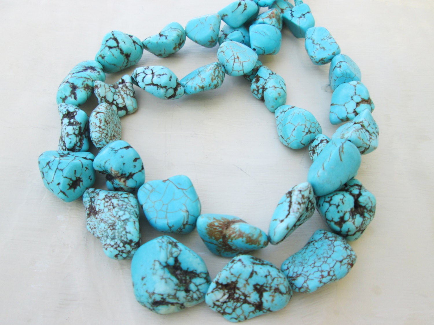 Chunky Turquoise Necklace Chunk Nugget Necklace Double