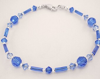 Sapphire Blue Bracelet in Swarovski Crystal and Czech Glass